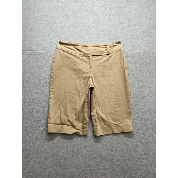 Pantalogy Pants - Pantalogy Women Bermuda Shorts 8 Beige Elastic Waist Zip Hook & Eyes Logo Casual